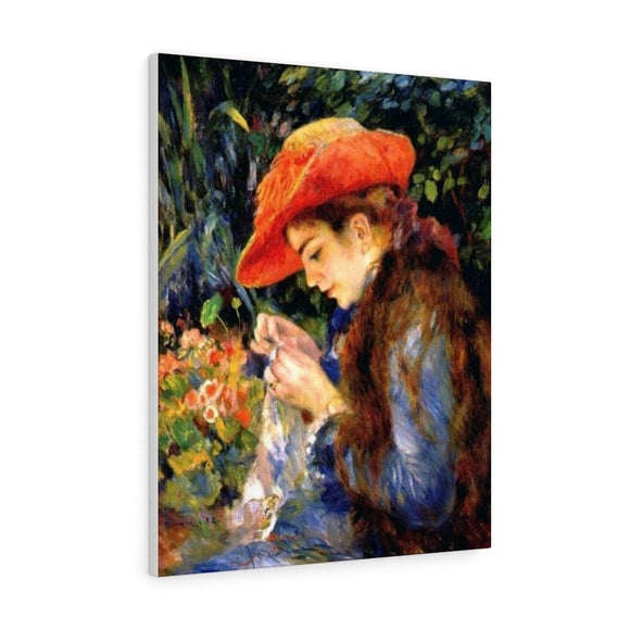 Marie Therese durand ruel sewing - Pierre-Auguste Renoir Canvas