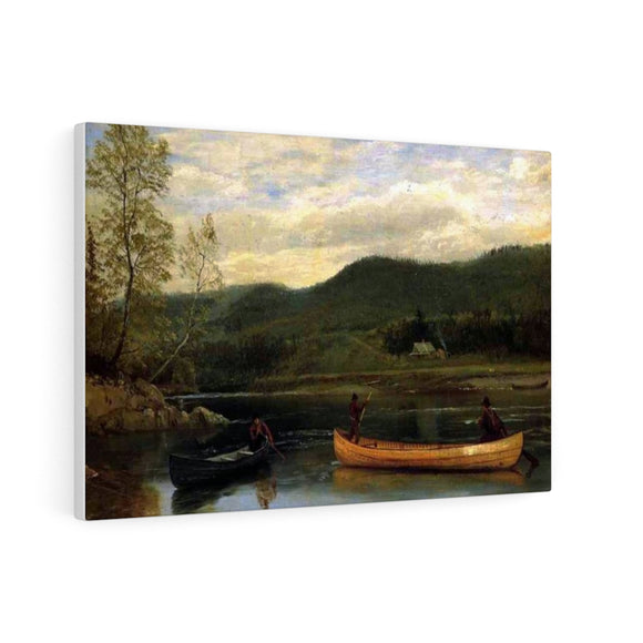 Men in Two Canoes - Albert Bierstadt Canvas
