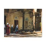 Harem Women Feeding Pigeons in a Courtyard - Jean-Leon Gerome Canvas Wall Art