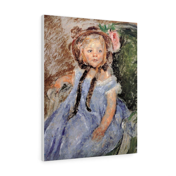Sara In Dark Bonnet With Right Hand On Arm Of Chair - Mary Cassatt Canvas