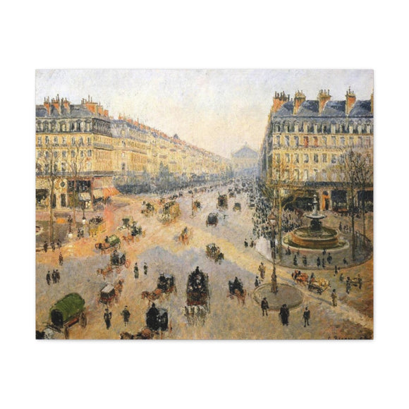 The Avenue de L'Opera, Paris, Sunlight, Winter Morning - Camille Pissarro Canvas Wall Art