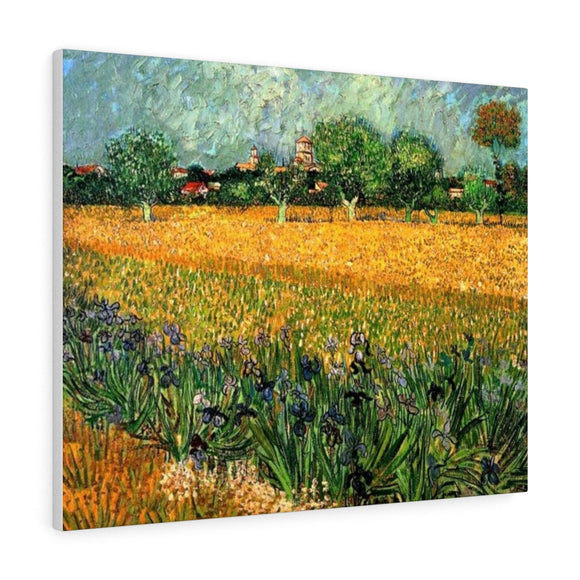 View of Arles with Irises in the Foreground - Vincent van Gogh Canvas