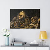 Two Old Ones Eating Soup / The Witchy Brew - Francisco Goya Canvas