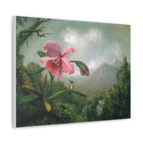 Orchid And Hummingbird Near A Mountain Waterfall - Martin Johnson Heade Canvas Wall Art