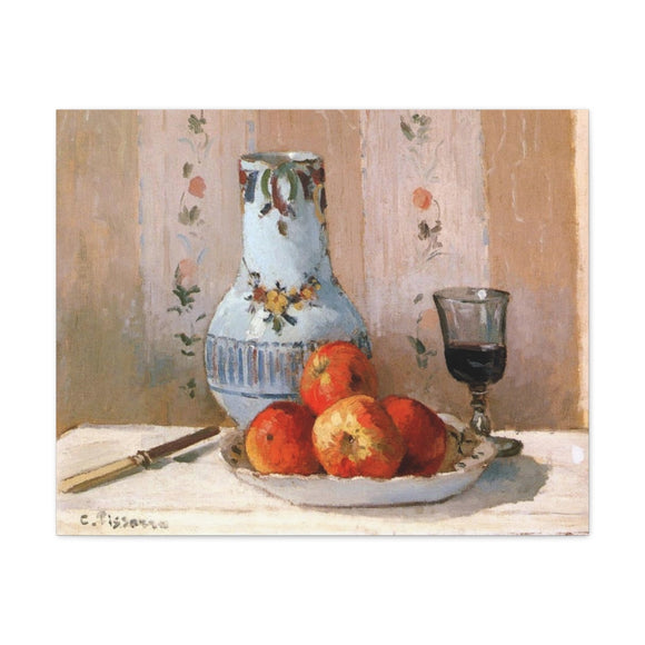 Still Life With Apples And Pitcher - Camille Pissarro Canvas Wall Art