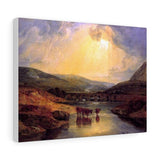 Abergavenny Bridge, Monmountshire, clearing up after a showery day - Joseph Mallord William Turner Canvas