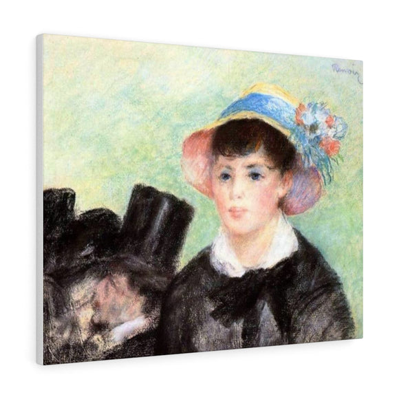 Young Woman in a Straw Hat - Pierre-Auguste Renoir Canvas