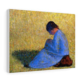 Peasant Woman Seated in the Grass - Georges Seurat Canvas
