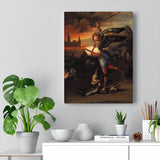 Saint Michael And The Dragon - Raphael Canvas