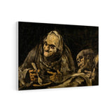 Two Old Ones Eating Soup / The Witchy Brew - Francisco Goya Canvas