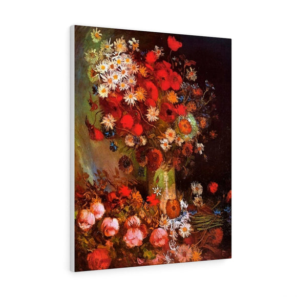 Vase with Poppies, Cornflowers, Peonies and Chrysanthemums - Vincent van Gogh Canvas