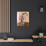 A Vase of Peonies - Camille Pissarro Canvas Wall Art