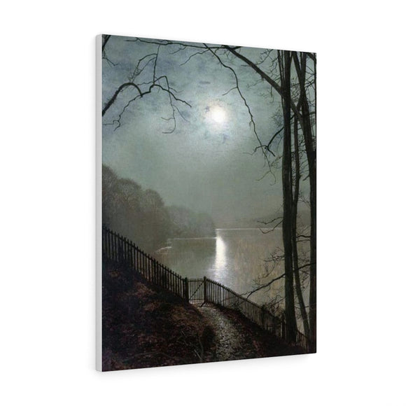 Moonlight on the lake Roundhay Park Leeds - John Atkinson Grimshaw Canvas
