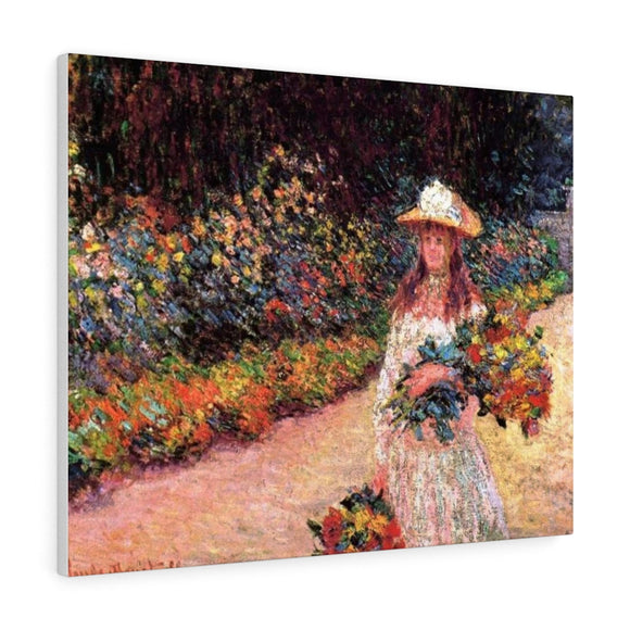 Young Girl in the Garden at Giverny - Claude Monet Canvas