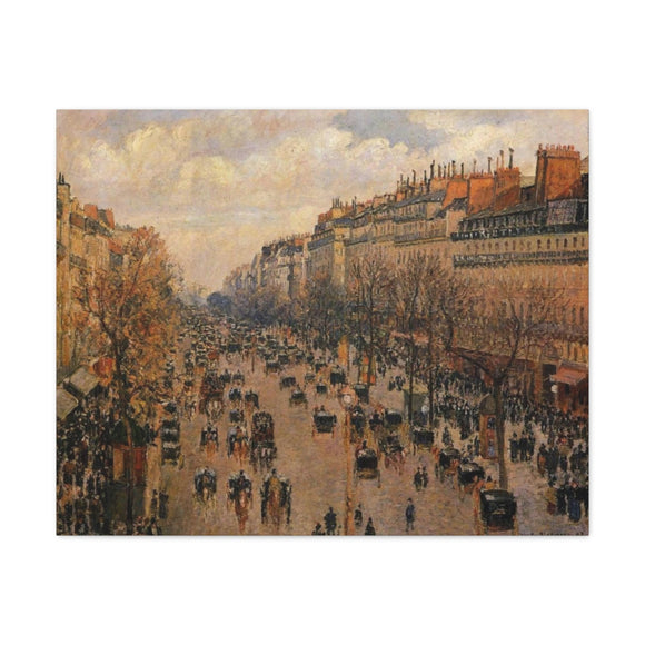 Boulevard Montmartre Afternoon, Sunlight - Camille Pissarro Canvas Wall Art