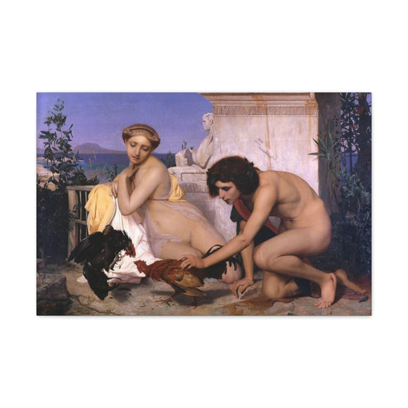 Young Greeks Attending a Cock Fight - Jean-Leon Gerome Canvas Wall Art