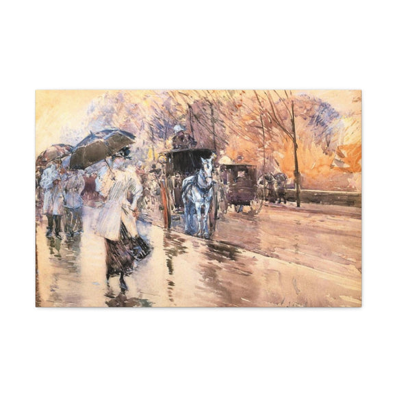 Rainy Day on Fifth Avenue - Childe Hassam Canvas Wall Art