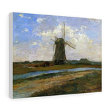 Windmill in sunlight near a stream - Piet Mondrian Canvas