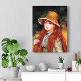 Young Girl In A Straw Hat - Pierre-Auguste Renoir Canvas