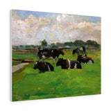 Polder landscape with group of five cows - Piet Mondrian Canvas