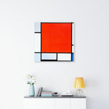 Composition with large red plane, bluish gray, yellow, black, and blue - Piet Mondrian Canvas