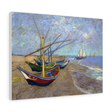 Fishing boats on the Beach at Les Saintes-Maries-de-la-Mer - Vincent van Gogh Canvas