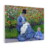 Camille Monet and a Child in the Artist’s Garden in Argenteuil - Claude Monet Canvas