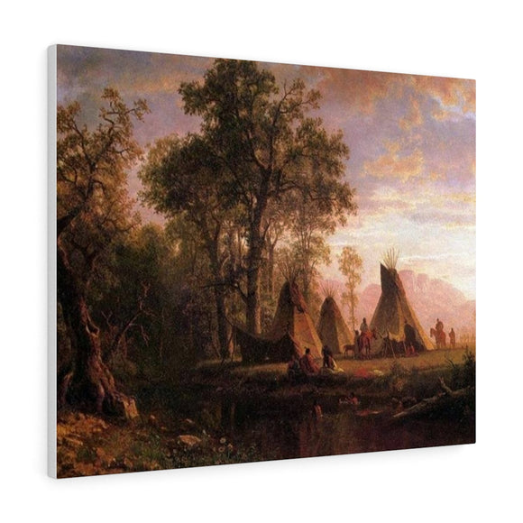 Indian Encampment, Late Afternoon - Albert Bierstadt Canvas