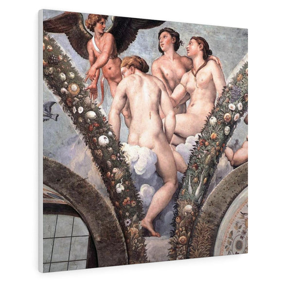 Cupid and the Three Graces - Raphael Canvas