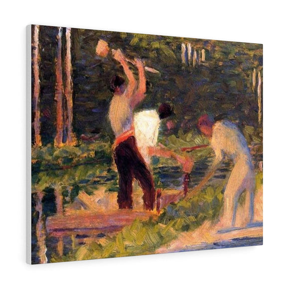 Men Laying Stakes - Georges Seurat Canvas