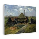 Haystack and farm sheds in a field - Piet Mondrian Canvas