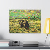 Two Peasant Women Digging in Field with Snow - Vincent van Gogh Canvas Wall Art