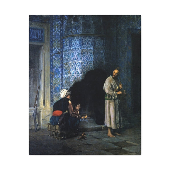 Conversation by the Fire - Jean-Leon Gerome Canvas Wall Art