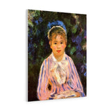 Young Woman in a Blue and Pink Striped Shirt - Pierre-Auguste Renoir Canvas