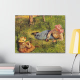 The Snack, Child and Young peasant at Rest - Camille Pissarro Canvas Wall Art