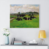 Polder landscape with group of five cows - Piet Mondrian Canvas