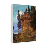 Lake Landscape with Ruined Temple - Ferdinand Knab Canvas