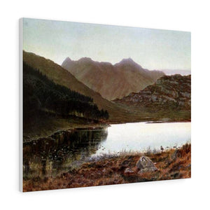 Blea tarn at first light, Langdale pikes in the distance - John Atkinson Grimshaw Canvas