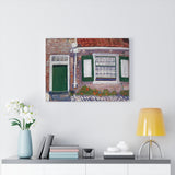 House façade with green trimmed shutters - Piet Mondrian Canvas