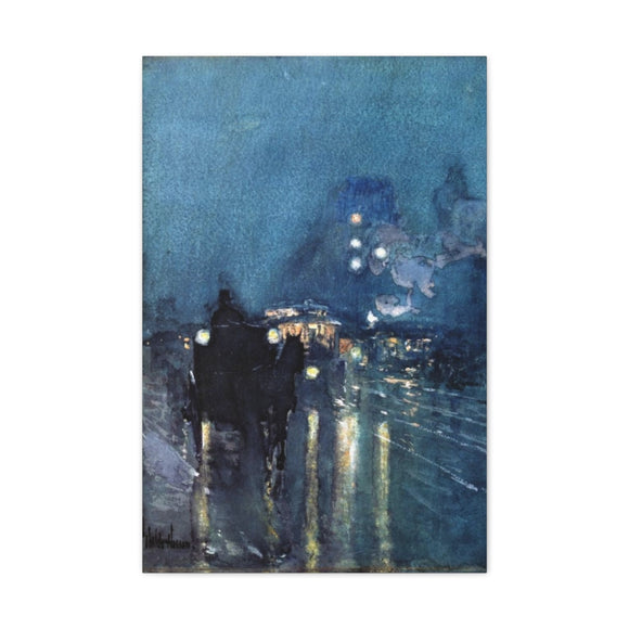 Nocturne, Railway Crossing, Chicago - Childe Hassam Canvas Wall Art