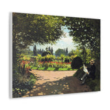 Adolphe Monet Reading in the Garden - Claude Monet Canvas Wall Art