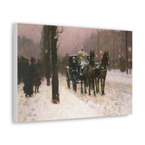 Street Scene with Hansom Cab - Childe Hassam Canvas Wall Art