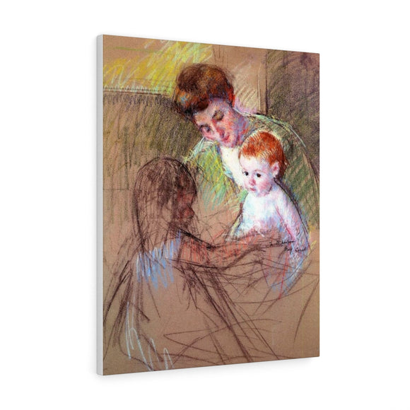 Mother And Daughter Looking At The Baby - Mary Cassatt Canvas