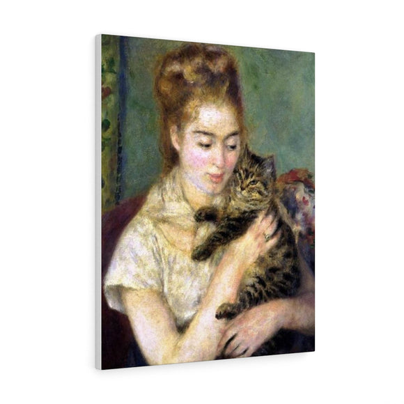 Woman with a Cat - Pierre-Auguste Renoir Canvas