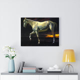 White Horse and Sunset - Albert Bierstadt Canvas
