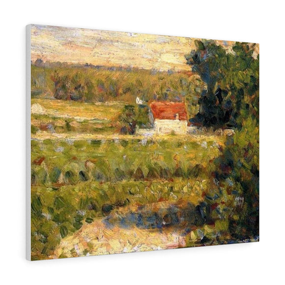 House with Red Roof - Georges Seurat Canvas