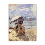 Camille Sitting on the Beach at Trouville - Claude Monet Canvas Wall Art