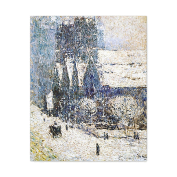 Calvary Church in the Snow - Childe Hassam Canvas Wall Art
