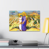 Two Women Crossing the Fields - Vincent van Gogh Canvas Wall Art