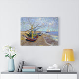 Fishing boats on the Beach at Les Saintes-Maries-de-la-Mer - Vincent van Gogh Canvas